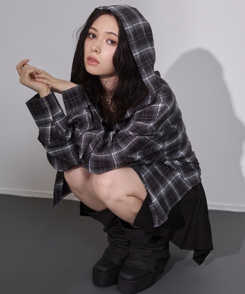 「ENVYM」 長袖シャツ FREE レッド レディース_画像7