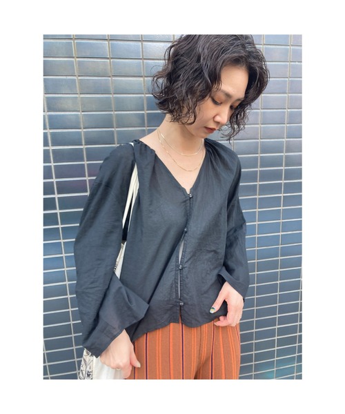 「BLACK BY MOUSSY」 長袖ブラウス FREE ブルー レディース_画像4