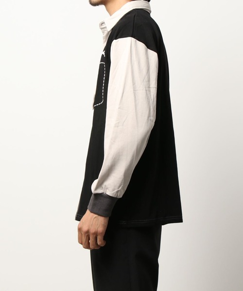 トレーナー スウェット 「HOOK」アシンメトリー切り替えポロシャツ風