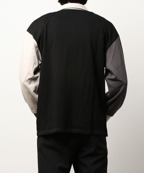 トレーナー スウェット 「HOOK」アシンメトリー切り替えポロシャツ風