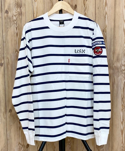 AVIREX tシャツ ネイバル パッチ ロングスリーブ Tシャツ メンズ