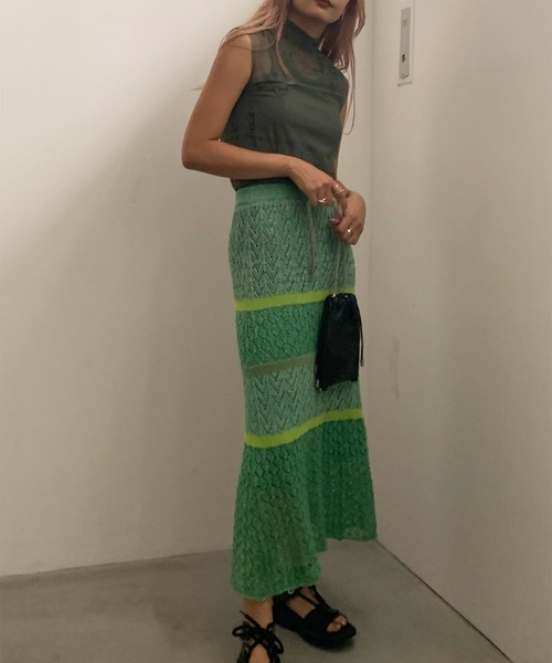 AMERI COMBINATION PATTERN KNIT SKIRT　アメリ セール】COMBINATION PATTERN KNIT SKIRT（スカート）｜Ameri