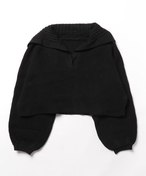 クロフォード　美品　セブンテン　ニット　ブラック オーガンジーレースニット(ブラック) - seventen