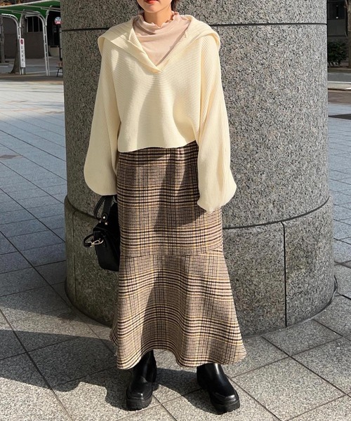 ビックカラージレ　キャメル　新品S size セブンテン　SEVENTEN Isn't She？ ニット セーター ビッグカラークロップドニット