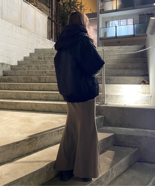 MUG ダウンジャケット ダウン 「cuffne」オーバーサイズフードMA-1中綿