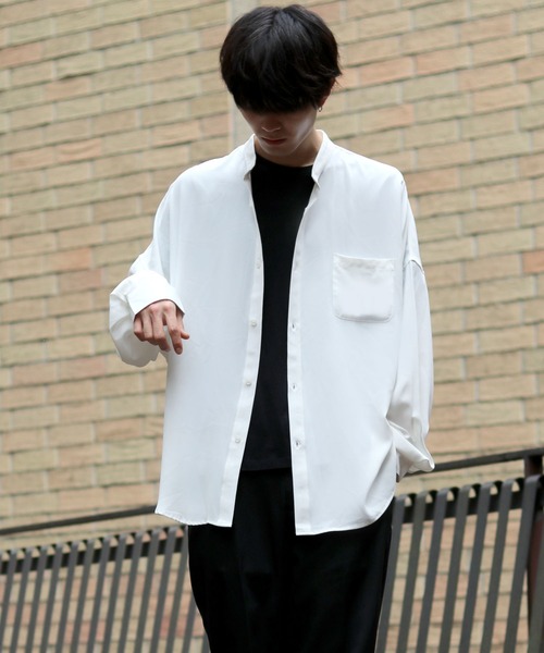 SITRY（シトリー） シャツ Oversize Drop shoulder Drape Band Collar