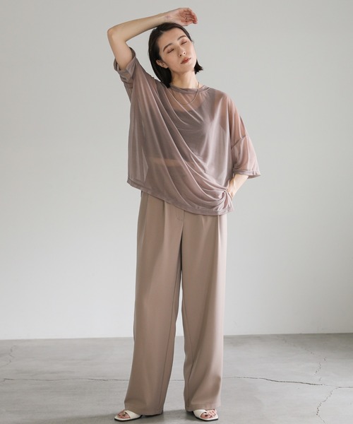 tシャツ トリコットシフォン ハーフスリーブカットソー レディース トリコットシフォン ハーフスリーブカットソー（Tシャツ