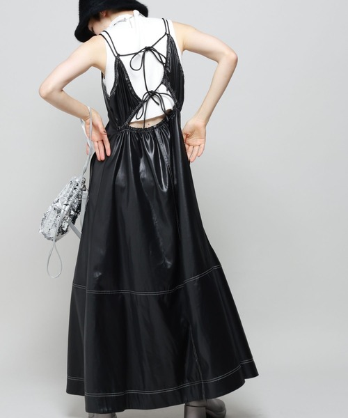 JW PEI キャミワンピース ブラック レザー PAGEBOY ワンピース レザーライクキャミワンピース : ZOZOTOWN
