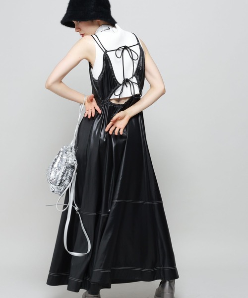 美品✨JW PEI キャミワンピース ブラック黒 レザー　海外ブランド JW PEI キャミワンピース ブラック レザー