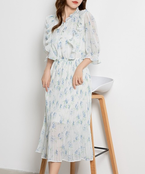 Karen Millen◆リボン◆ポルカドット◆バルーンスリーブ◆ドレス DAY CLOSET ワンピース レディース バルーンスリーブリボン