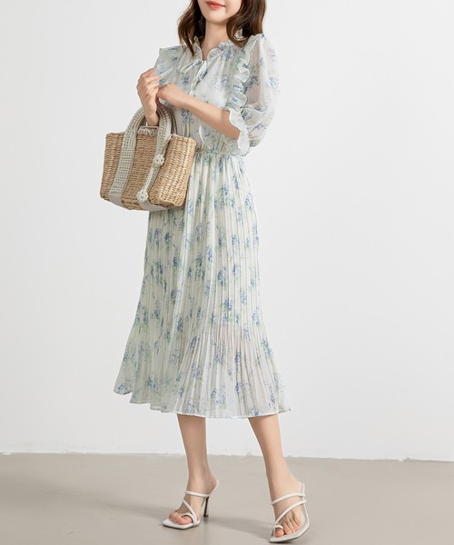 Karen Millen◆リボン◆ポルカドット◆バルーンスリーブ◆ドレス Petite Butterfly Metallic Beaded Cuff Woven Midi Dress