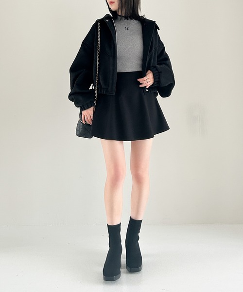 M*️様 ♡シェリエ zip up フレア ミニ スカート zipper knit flared mini skirt – shéller / シェリエ