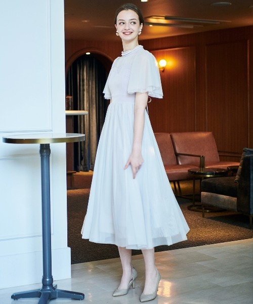 オケージョンドレス　チュールドレス GIRL DRESS FOR NOW ドレス レース×ドットチュールティアード