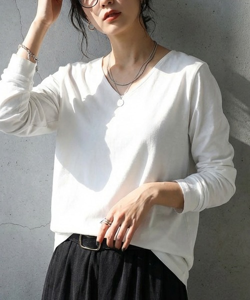 アントン sea VINTAGE ルーズVネック ビッグＴ 長袖 revertical tシャツ 裾ドローコード付きVネックT メンズ レディース