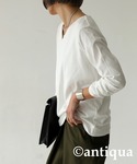 tシャツ 長袖 綿100 無地 Vネック ロン...の詳細画像5