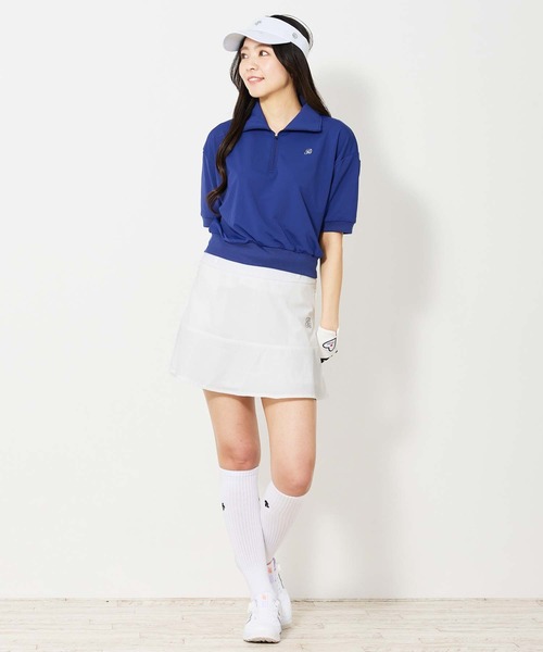 TopIsm ゴルフ ハーフジップ トップス 半袖 ショート丈
