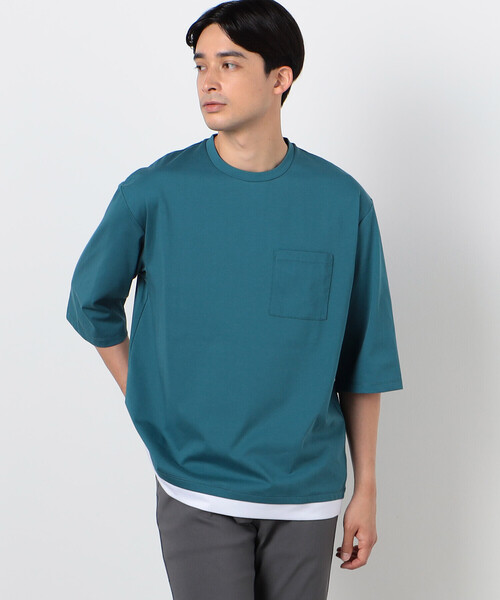 Ｔシャツ　342521 COMME CA ISM tシャツ 7分袖 フェイクレイヤード クルーネック