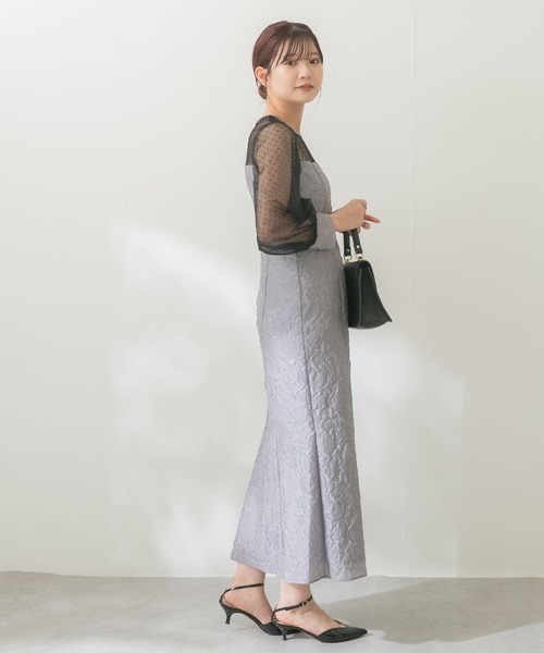 kaene（カエン） ワンピース エンボスフラワードットミックスドレス