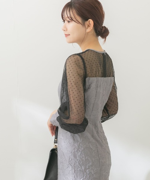 kaene（カエン） ワンピース エンボスフラワードットミックスドレス