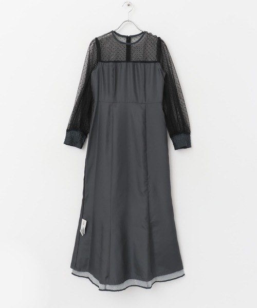 kaene ワンピース kaene エンボスフラワードットミックスドレス