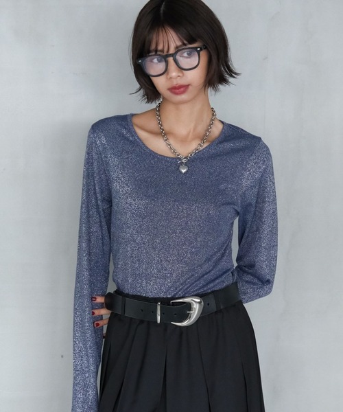 PAGEBOY（ページボーイ） tシャツ キラキラカットロングスリーブ/ラメ