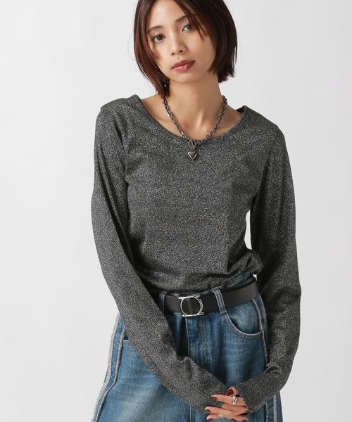 PAGEBOY（ページボーイ） tシャツ キラキラカットロングスリーブ/ラメ