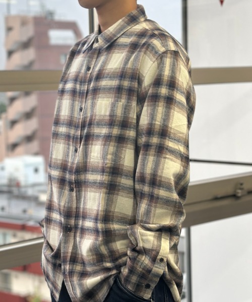 NAVY シャツ 柔らかな風合いの チェックシャツ メンズ レディース