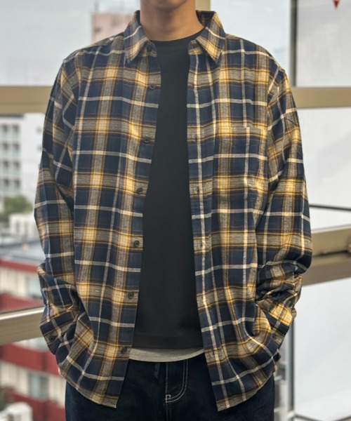 NAVY シャツ 柔らかな風合いの チェックシャツ メンズ レディース