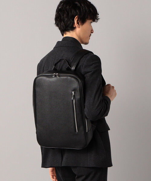 【美品】 COMME CA MEN サフィアーノ スクエア ビジネス リュック COMME CA MEN デイバック リュック サフィアーノスクエア