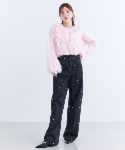 フリルチュールニットプルオーバー eimy istoire eimy istoire ニット セーター フリルチュールニットプル