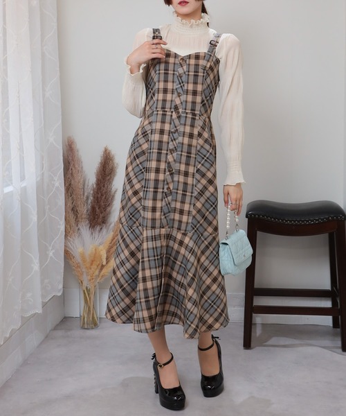 pumpkin port（パンプキンポート） ジャンパースカート チェック柄 裾