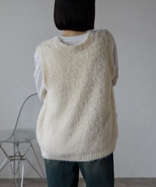 ap retro ニット セーター フェザーニットベスト/シャギーニットベスト