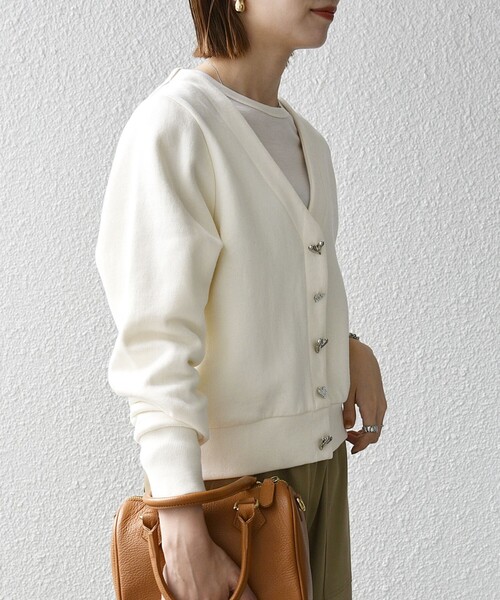 SHIPS for women / シップスウィメン SHIPS any:〈手洗い可能〉裏起毛 ハート ビジュー Vネック スウェット カーディガン SHIPS any カーディガン any:「手洗い可能」裏起毛 ハート