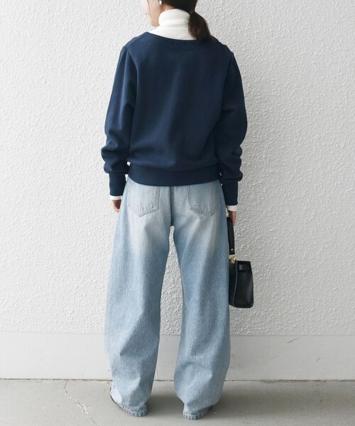 SHIPS any カーディガン any:「手洗い可能」裏起毛 ハート ビジュー V