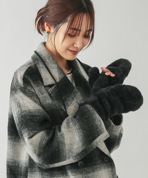 GLOBAL WORK（グローバルワーク） 手袋 紐付き洗えるフェイクファー