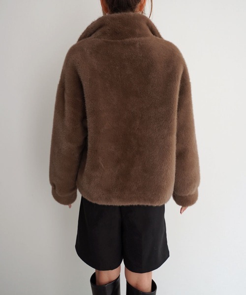 Rashik コート アウター スタンドネックファージャケット レディース