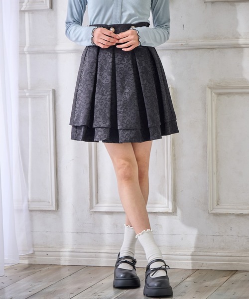 Amourire girl スカート ジャガード2段フリルスカート キッズ 子供服 
