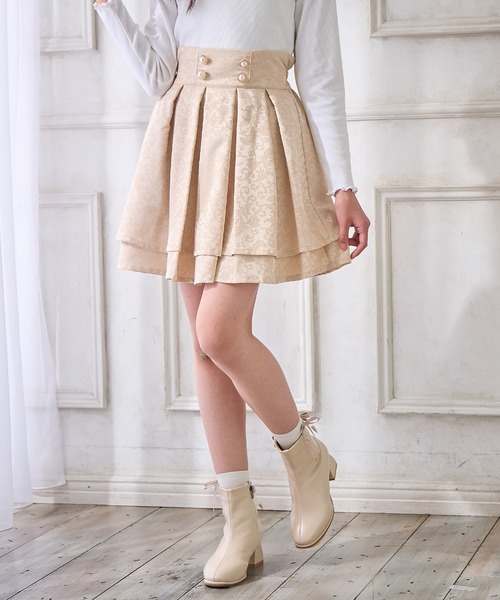 Amourire girl スカート ジャガード2段フリルスカート キッズ 子供服 