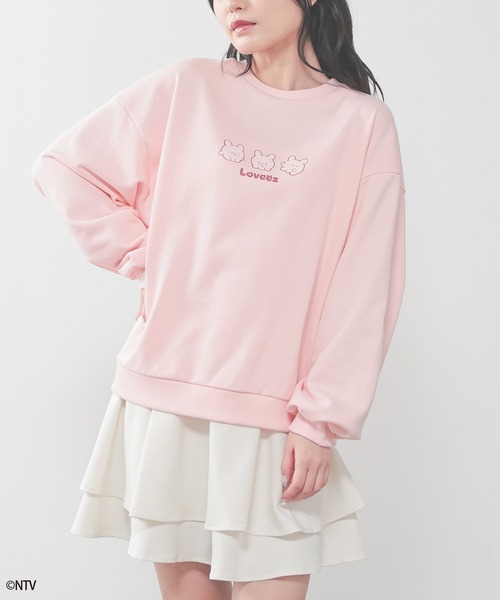 トレーナー/スウェット Fairview Face Pale Pink S Honeys（ハニーズ） トレーナー スウェット らぶいーず／ゆるトップス