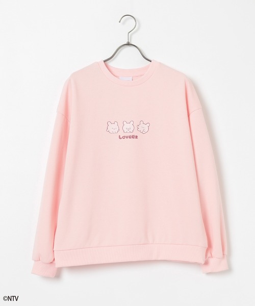 トレーナー/スウェット Fairview Face Pale Pink S Honeys（ハニーズ） トレーナー スウェット らぶいーず／ゆるトップス