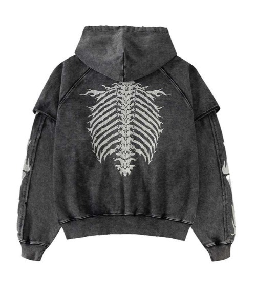 パーカー SUPPLIER/サプライヤー/Fire Bones Layered Slev Zip Hoodie レディース メンズ SUPPLIER パーカー SUPPLIER/サプライヤー/Fire Bones Layered