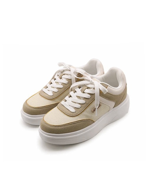 moz スニーカー moz(モズ) 厚底 メタルロゴ レースアップ