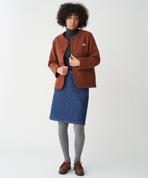 Danton（ダントン） ノーカラージャケット 38 ブラウン レディース