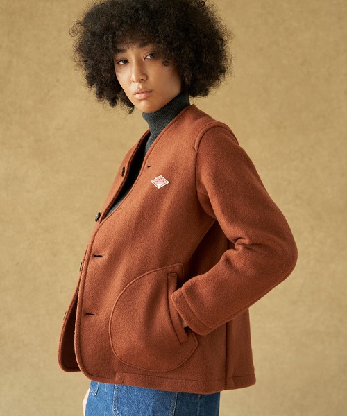 あおい】DANTON ウールノーカラージャケット ブラウン 38 あおい様専用