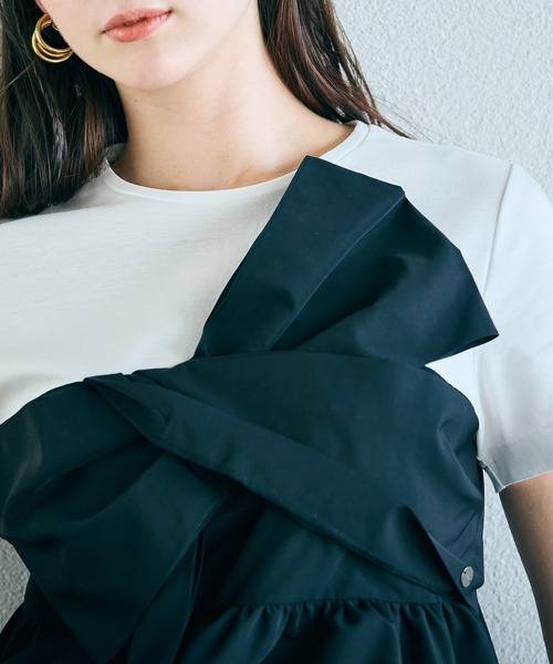 tシャツ リボンモチーフカットソー レディース