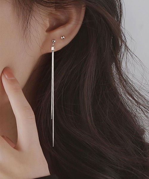 入荷now 口コミ ピアス ZOZOTOWN : レディース ダブルバーデザインロングピアス アクセサリー