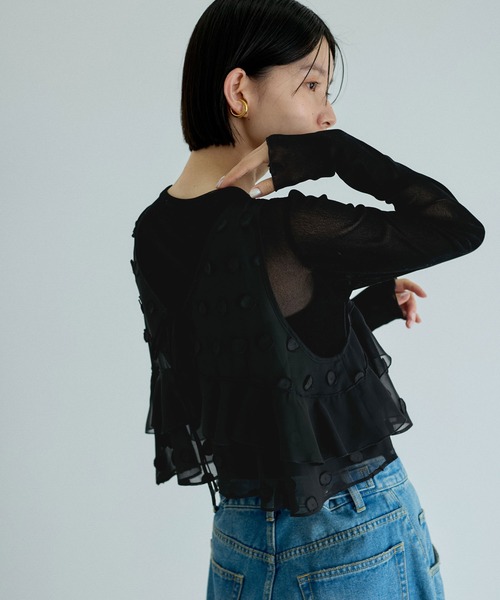 「SALON adam et rope'」 ノースリーブブラウス FREE ブラック レディース SALON adam et rope' 「SALON rope'」 ノースリーブブラウス