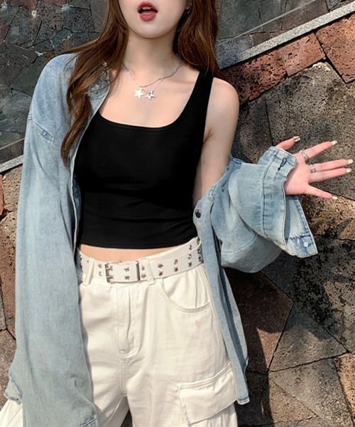 タンクトップ ノースリーブ カップ付きタンクトップ背中あきブラトップ レディース | miniministore | 11