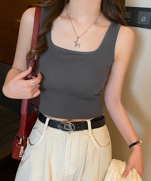 タンクトップ ノースリーブ リヨセルフライスカップ付きブラトップ/タンクトップ レディース miniministore タンクトップ ノースリーブ カップ付きタンク