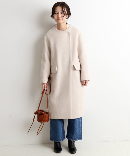 未使用✨SLOBE IENAハミルトン ノーカラーウールコート 36 ベージュ SLOBE IENA（スローブイエナ） ノーカラーコート 36 ベージュ